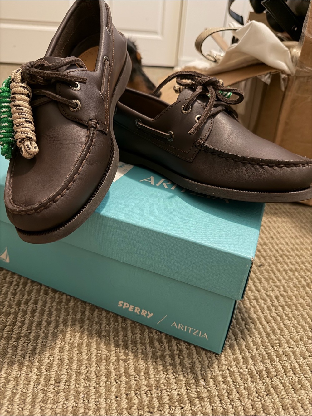 Sperry women's Dark Brown Leather Boat Shoes with Rawhide Laces